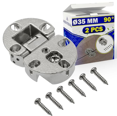Set di 2 Pezzi Cerniere per Ante a Ribalta dei Mobili a 90° Ø 35 mm - Utilizzate per Tavolo Pieghevole Armadio Cucina Cabina Armadio - Garanzia di 10 Anni - MONTERAL
