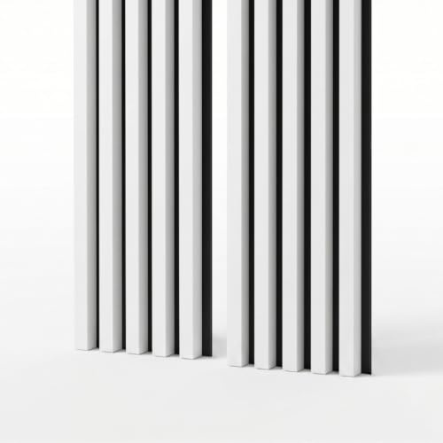 MEBANO. Akustiska Paneler på Filt 240 x 53 cm (2 stycken 240 cm x 26,5 cm) Ljuddämpande Akustiska Färg Vit Semimatt MDF-Väggpaneler Lamellbeklädnad Borrfri Montering Ljudisolerande