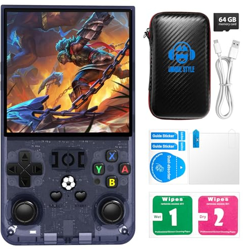 R36MAX Retro Handheld Game Console with Open Source Linux System, 64GB TF Card Built-in 18,000+ Classic Video Games, Portable Gaming Console with 4.0-inch IPS HD Screen & 4000mAh Battery (Gray 64GB)