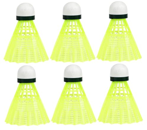 BELLIFFY 6 Stück Nylon Kunststoff Federbälle Badminton Shuttlecocks Gelb Langlebig Elastisch Stabil Geeignet für Schule Freizeit Indoor und Outdoor Sportgeräte