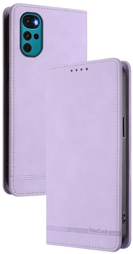 GOGME Funda Cartera de Cuero para Motorola Moto G22 – Carcasa con Cierre Magnético, Protección RFID, Tarjetero y Soporte Antigolpes - Lila Claro