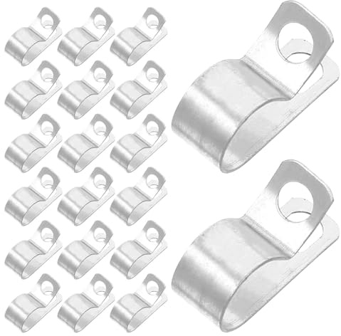BAZEITFLOW 120 Pezzi Morsetti per Cavi in Alluminio Tipo R Elementi di Fissaggio in Acciaio Inox 304 Clip per Gestione Cavi Elettrici e Tubi Flessibili Resistenti e Leggeri per Uso