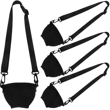 Ipetboom 4 Pcs Wine Glass Holder Set with Neck Strap Large Black Wine Goblet Sleeve with Funnel and Drinking Cup Insulators for Festival and Party Use