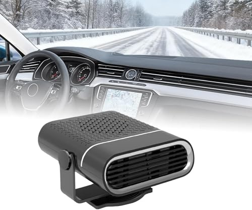 ZHUJIECAO Car Heater, 150W 12V Portable Car Heater, 360° Rotatable Demister, Cigarette Lighter Windshield Defroster & Defogger, Fast Heating Defrost Defogger, for Car SUV Van(Black)