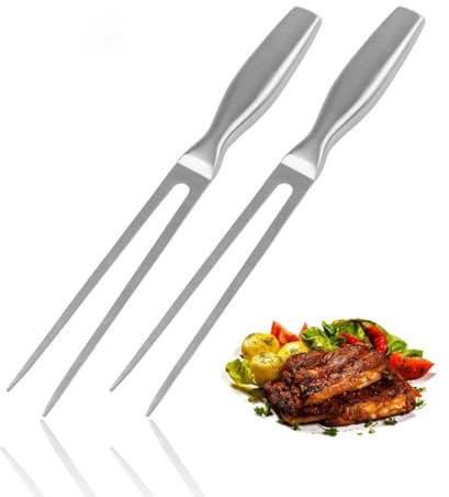 2 Stück Fleischgabel, Yisphere 27cm Fleischgabel Edelstahl, mit ergonomischem Griff, Unbeugsame Bratengabel geeignet zum Grillen und Beef & Steak (Silber)