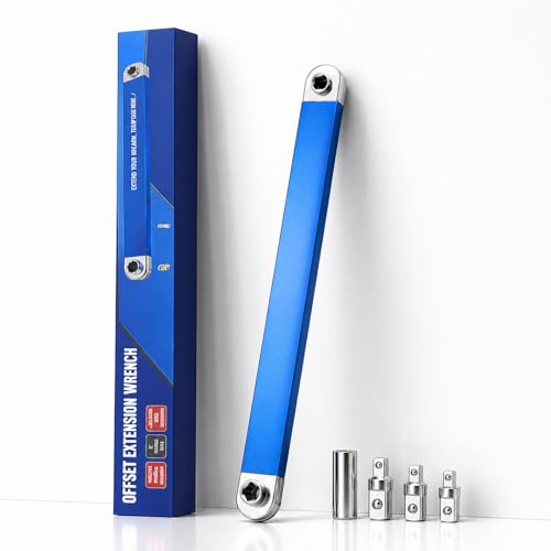 Générique Offset Extension Wrench Set,Clé à Rallonge Décalée Universelle 39 cm (15) - Extension de Clé à Chocs avec Entraînement par Chaîne, Adaptateurs Carrés 1/4, 3/8 & 1/2 (1pc)