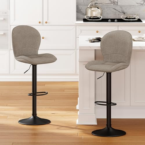 LEWE Taburetes Altos de Cocina Bar, Regulables Giratorios, Pack 2-Moca