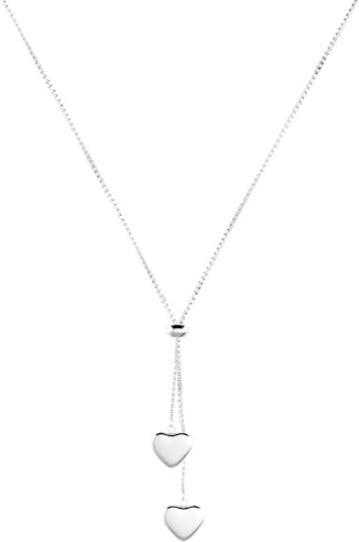 THIORA Herzkette Damen Edelstahl Y-Kette Silber wasserfest