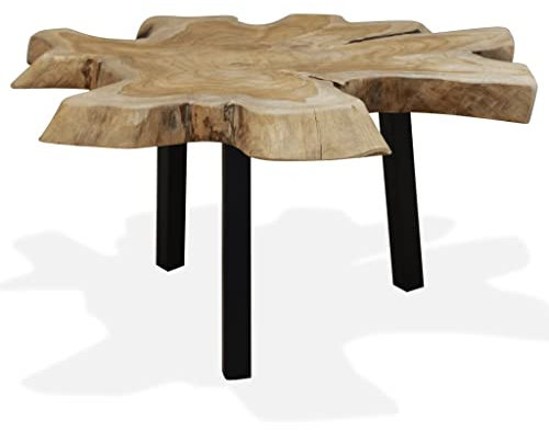 vidaXL Echtholz Couchtisch Handgefertigt Beistelltisch Wohnzimmertisch Kaffeetisch Sofatisch Teetisch Tisch Ablagetisch Holztisch 80x70x38cm
