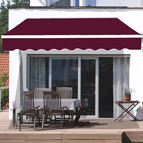 Green Bay 2x1.5m Retractable Manual Awning - Sun Shade Canopy Shelter for Outdoor Patio Garden Balcony Wine Red