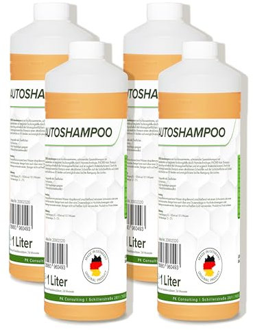 Flotex - Autoshampoo Konzentrat in praktischer 4x1L Flasche | Autoshampoo für Hochdruckreiniger | Autoreiniger für PKW, LKW, Wohnmobil und Motorrad