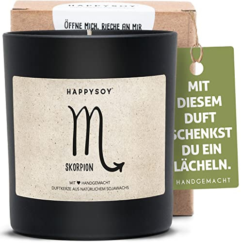 Sternzeichen Skorpion Duftkerze im Glas mit Spruch - handgemacht - nachhaltiges persönliches Geschenk, liebevolle Geschenkidee zum Geburtstag - Kerze mit Tierkreiszeichen, zodiac scorpio