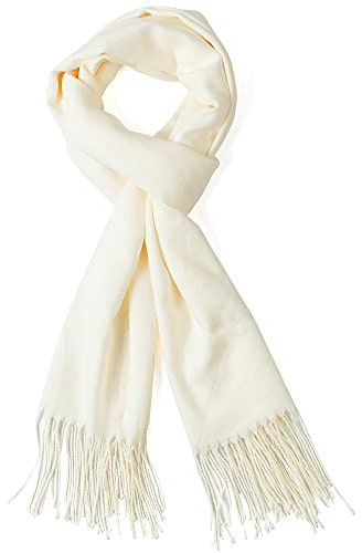 AMERICHAMP Sciarpa in cashmere per le Donne Uomini Inverno Autunno Moda frangia Regalo Leggero solido accogliente, Bianco sporco, Large