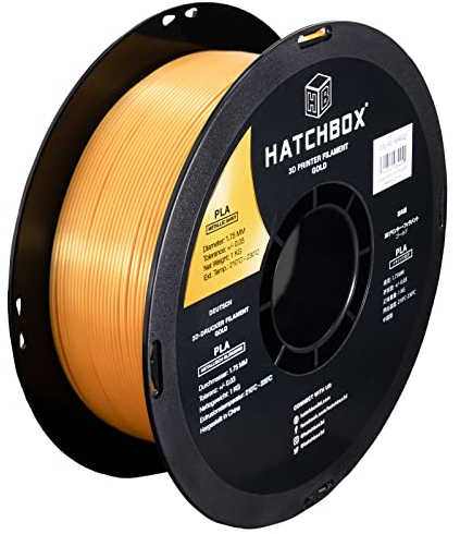 HATCHBOX Metallic Finish PLA 3D Drucker Filament, Maßgenauigkeit +/- 0,03 mm, 1 kg Spule, 1,75 mm, Gold