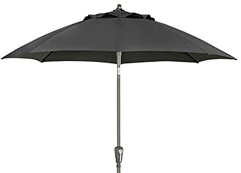 Dehner Sonnenschirm Kos, Ø 220 cm, Höhe 227 cm, Aluminium/Polyester, dunkelgrau