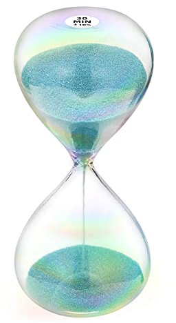Hourglass 30 Minute Sand Timer Clock with Turquoise Color Sand, Large Sand Watch 30 Min, Reloj de Arena 30 Minuto, Simple Biloba Puff Glass Sandglass, for Home, Desk, Office Decorative
