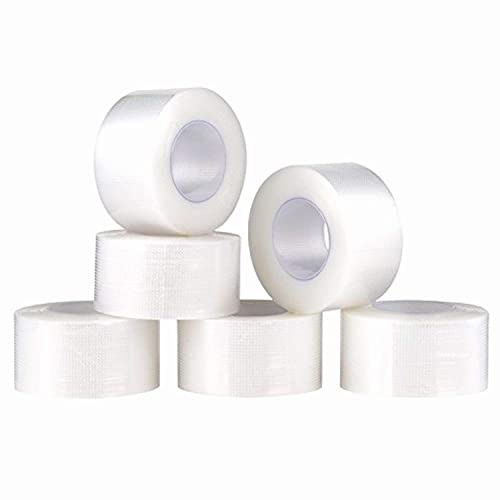 6 rollos de cinta adhesiva micropore, cinta médica transparente, cinta de extensión de pestañas transpirable, 1 pulgada de ancho, 10 yardas cada rollo