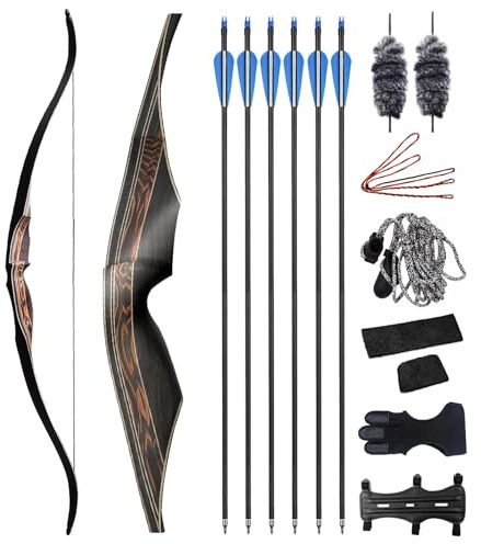 DEERACE 60 Ranger Longbow Traditional One Piece Bow, 25-60 Lbs Right Hand Wooden Hunting Bow (50 Lbs, Right Hand)
