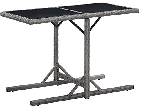 Gecheer Trädgårdsbord, trädgård, matbord, terrassbord, balkongbord, trädgårdsmöbler, utomhus, antracit, 110 × 53 × 72 cm, glas och polyrotting