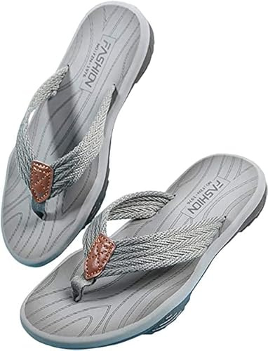 MGGMOKAY Men's Flip Flops Sandal Comfortable Thong Sandals Arch Support Casual T-Strap Sandals for Men Summer Beach Pool Shower Shoes,Grey,11