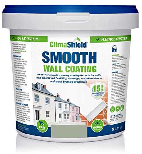 Climashield Smooth Wall Coating - Premium Outdoor Wall Paint -12 Colours. Waterproofing Exterior Wall Paint, 15 Year Protection for Brick, Stone, Concrete & Rendered Walls - (5L, Natural Olive)