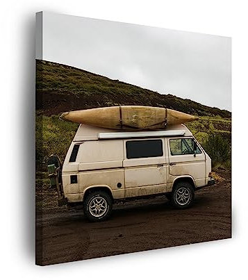 GP TONER Leinwandbild Wanddekoration Modern Kunstdruck quadratisch Leinwanddruck Vintage Wohnmobil 40x40 cm Leinwandbild Modern Kunstdruck Wandbilder