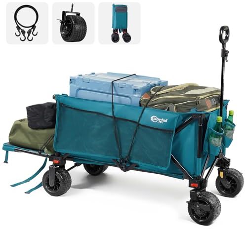 Portal Festival Trolley with Adjustable Tailgate Brakes 300L Beach Trolley for Sand with Big Wheels Camping Cart Heavy Duty Folding Wagon Collapsible Trailer Buggy for Garden Event