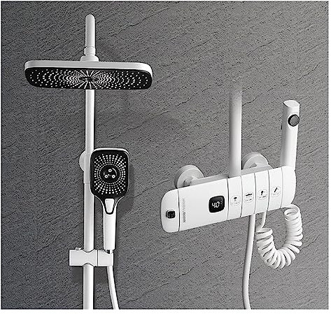 2023 New LED Digital Shower System Bathroom Thermostatic Shower Set Bathtub Wall Mount SPA Rainfall Bath Faucet Modern Luxury Faucets Set LED Shower Panel (Color : 10 Thermostatic, Size : 1)