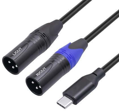 SZLliyxs Audiokabel USB C auf Dual XLR Stecker, Stereo-Verstärkerkabel für Handy, Aktiver Lautsprecher und Verstärker, 90 cm