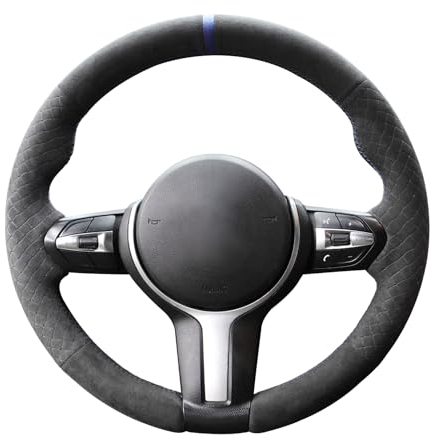 MEWANT Gesteppte Alcantara Lenkradhülle für BMW 3er F87 M2 F80 M3 F82 M4 M5 F12 F13 M6 X2 X5 M F86 X6 M F33 F30 M Sport / BMW 228i 230i 320i 328i 330i 335i 3 40i 428i 430i 435i 440i