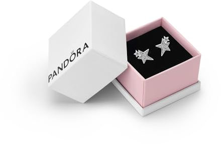 Pandora Moments Women's Sterling Silver Sparkling Asymmetrical Stars Stud Earrings, With Gift Box