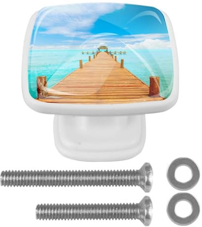 suojapuku Pomello quadrato per mobile, confezione da 4,ponte sospeso sul mare,Ferramenta per armadietti da cucina per maniglie per cassettiere e cassettiere