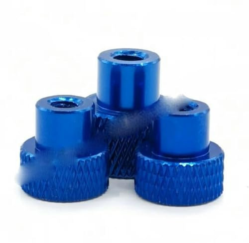2-10 Stück M2 M3 M3,5 M4 M5 M6 Mutter Rändelmutter aus Aluminium zum Verriegeln der Airflame-Aluminiumlegierung Handmutter festziehen-M4 5 Stück-tief blau