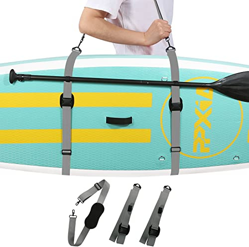 PPXIA Surfboard Tragegurt Paddelboard Carry Strap, Schultergurt für Surfbretter, Paddleboards, Longboards, Kajak, und Kanu, SUP Board Zubehör Tragegurt mit Paddelhalter