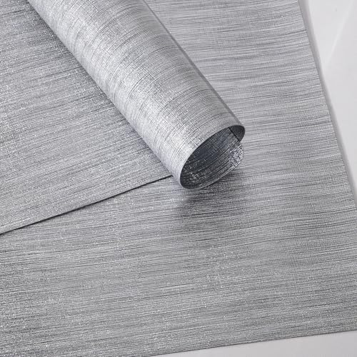 6er Set Platzsets 30x45cm Platzdeckchen rutschfest Abwaschbar Hitzebeständig Tischmatten Eva Abgrifffeste Hitzebeständig Tischsets, Platz-Matten für Küche Speisetisch, Silber, Hellgrau