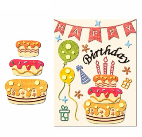XMZZMX Happy Birthday Cake Balloon Metal Cutting Dies for Card Making, Paper Embossing Die Cuts Kit Templates, Storage Pockets Supplies, Photo Frame Album DIY Scrapbooking Stencils Sets