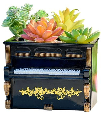 Gkumgwo Blumentöpfe für Zimmerpflanzen, Blumentöpfe für Sukkulenten, Retro-Blumentopf in Klavierform, Bonsai-Topf-Desktop-Ornament, Schreibtisch-, Sukkulenten-Topf für Terrasse, Hof, Wohnzimmer