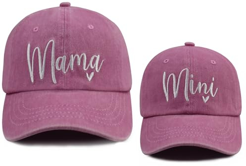 Mama und Mini Hüte Verstellbare Baumwolle Bestickt Eltern-Kind Baseball Caps Set von 2 Passende Mama und Tochter Hüte