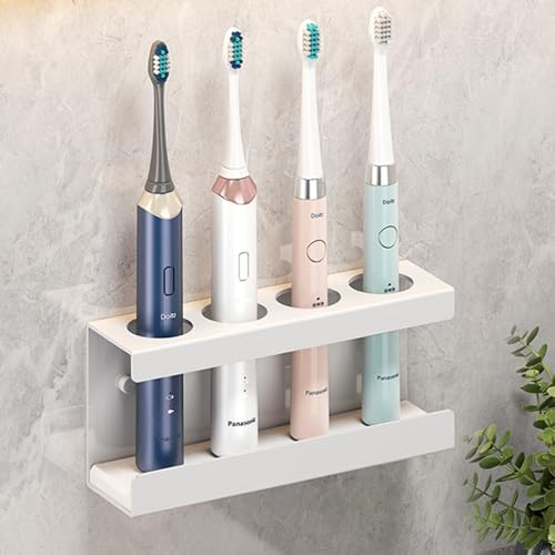LIMITADA Zahnbürstenhalter Elektrische Zahnbürste Wand Zahnbürstenhalterung Ohne Bohren Zahnbürsten Halter Selbstklebende Zahnbürsten Halterung für Zahnbürstenköpfe Ladestation und Zahnpasta (White)