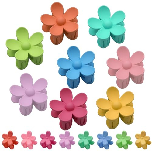 PXBSNB 8 Stück Matte Blumen Haarklammern, Acryl Haarspange mit Klein Haarklammern, Rutschfest für Dickes Dünnes Haar Frauen Haarstyling Zubehör