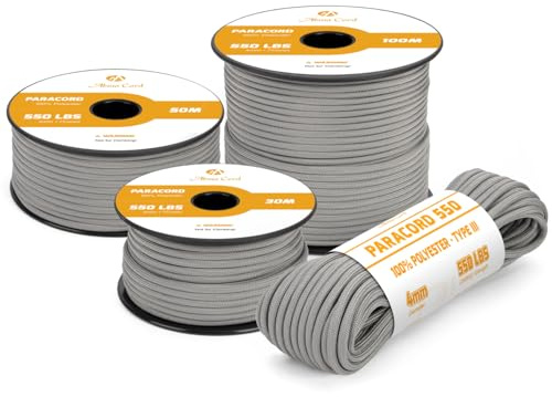 Abma Cord Paracord 4mm 50m Schnur Typ III Paracord 550 Seil 7 Kern