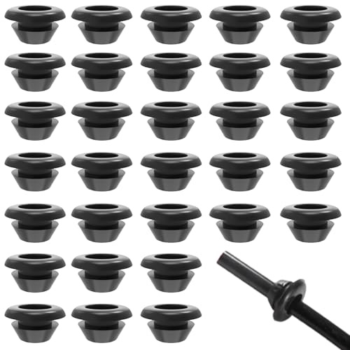 60 Piezas 10 * 12 mm Pasacables de Goma, Impermeables Ojales de Goma, Negro Goma Prensaestopa, Pasacables Tapones de Goma con Agujero para Proteger Cables, Enchufes y Cables
