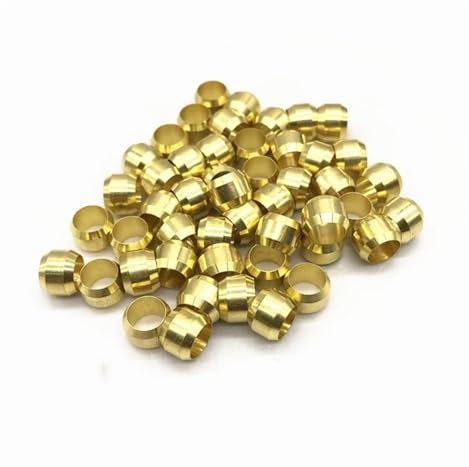 SSOPTMCB 10PCS 4mm 6mm 8mm 10mm Brass Double Taper Ferrule Compression Sleeve Seal Ring Fit Tube Pipe Fitting(3mm)