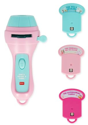 Legami - Érase una Vez Pink, proyector Linterna de Cuentos, proyecta 3 Cuentos Infantiles, 3 Discos con 8 Diapositivas Cada uno, Pilas AAA no Incluidas, 7 x 14.5 x 6.3 cm