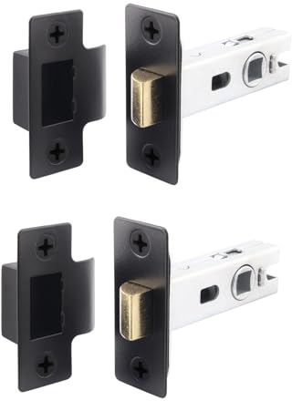 EAI Matt Black Tubular Door Latch, 76mm / 3 Inch, Pack of 2 | Internal Door Latches, For Left and Right Handed Doors, Adjustable Keep Prevents Rattling, Dust Box and Fixings Included