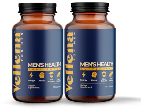 Vellena for Men - Capsule per la salute maschile - più energia, supporto alla concentrazione, crescita dei capelli, pelle sana (2 PACK)