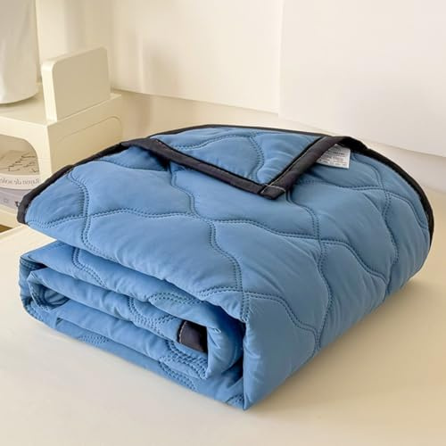 Surwin Tagesdecke Bettüberwurf Volltonfarbe Ultraschallprägung Gesteppt Steppdecke Atmungsaktiv Leichte Sommer Bedspread Sofaüberwurf Wohndecke für Doppelbett und Einzelbett (Blau,200x230cm)