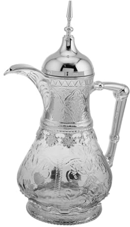 CLISPEED Pichet en Verre Moyen-oriental 1,6 L Poignée en Verre Résistant la Chaleur Froid pour Boissons Froides et Café Glacé, Décoration Antique pour Maison, Usage Réfrigérateur
