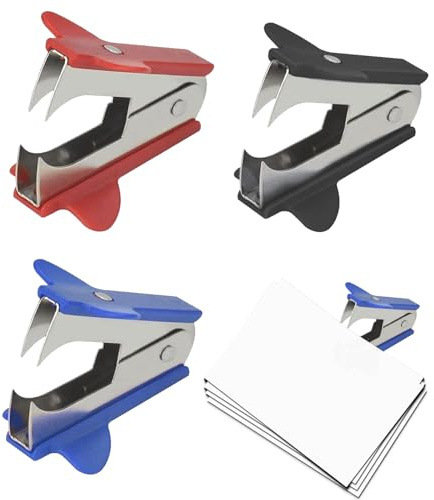 3 PCS Entklammerer,klammerentferner,heftklammerentferner,brieföffner,stapler,Rot, Blau, Schwarz,Geeignet für den Täglichen Gebrauch im Büro und zu Hause