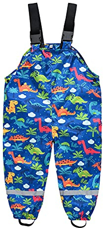 Pantalones de barro para niños, unisex, sin forro, a prueba de viento, mono impermeable, pantalones de Buddelhose monocolor, pantalones de lluvia con tirantes, traje de lluvia, A2 azul., 130